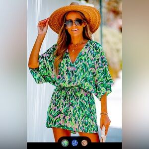 Cupshe Lace Up Leopard Print Romper